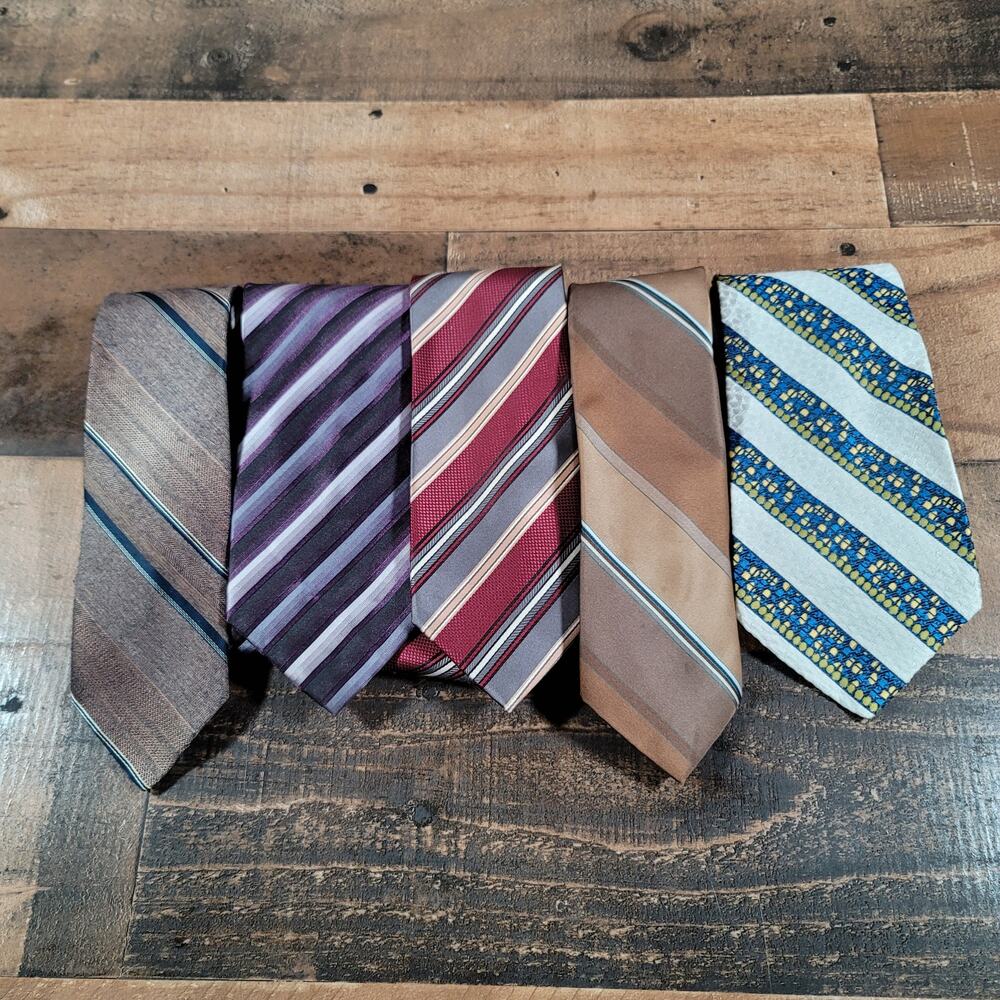 LOT OF 5 Striped Suit/Dress Ties By. John Remington, Croft & Barrows, and others
